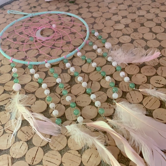 Rose Quartz &Green Aventurine Crystal Dreamcatcher